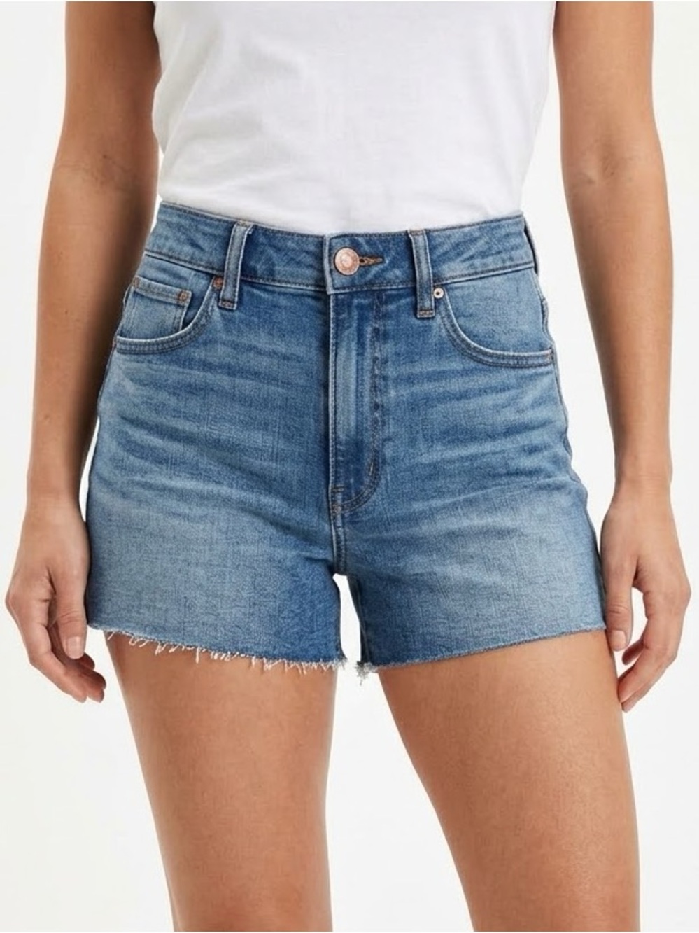 American Eagle Outfitters Super Stretch Sky High Frayed Hem Jean Shorts size 4